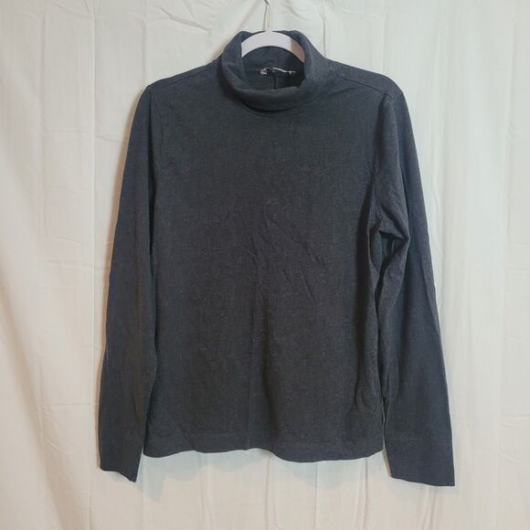 LL Bean Set of 2 Cotton Turtleneck Shirts Tan Gray Basic Casual Womens Sz Large - Picture 4 of 13